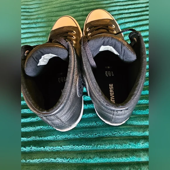 Converse All Star High Street Black Leather Size 12 Chuck Taylor - Picture 6 of 8